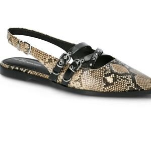 NOBO Snakeskin and Black Slingback Flats